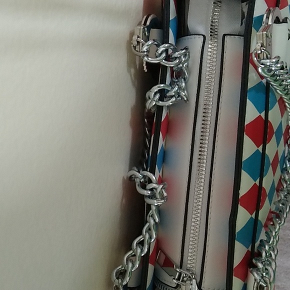 Stylish Red and Blue Diamond Pattern Checkered Clown Purse - Picture 5 of 10